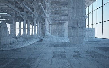 Empty dark abstract concrete smooth interior . Architectural background. 3D illustration and rendering