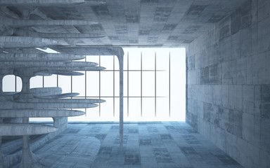 Empty dark abstract concrete smooth interior . Architectural background. 3D illustration and rendering