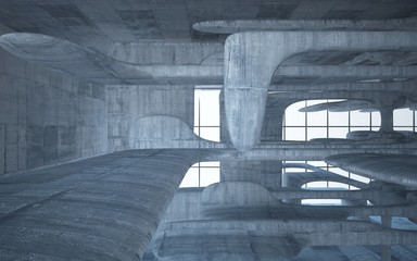 Empty dark abstract concrete smooth interior . Architectural background. 3D illustration and rendering © SERGEYMANSUROV