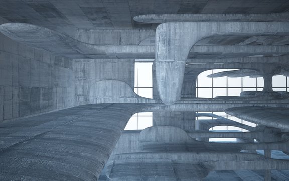 Empty dark abstract concrete smooth interior . Architectural background. 3D illustration and rendering