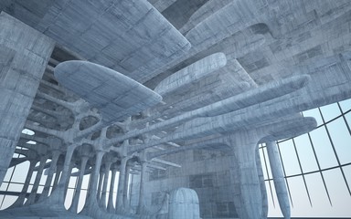 Empty dark abstract concrete smooth interior . Architectural background. 3D illustration and rendering