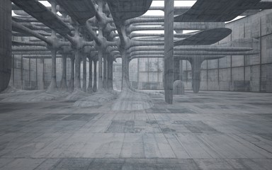 Empty dark abstract concrete smooth interior . Architectural background. 3D illustration and rendering
