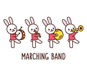 Obraz na płótnie Canvas Cartoon rabbit marching band