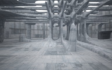 Empty dark abstract concrete smooth interior . Architectural background. 3D illustration and rendering