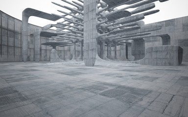 Empty dark abstract concrete smooth interior . Architectural background. 3D illustration and rendering