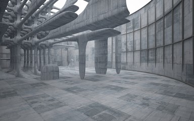 Empty dark abstract concrete smooth interior . Architectural background. 3D illustration and rendering