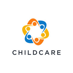 children logo. child care. kindergarten. pre school. icon. vector illustration. minimalist - Vector