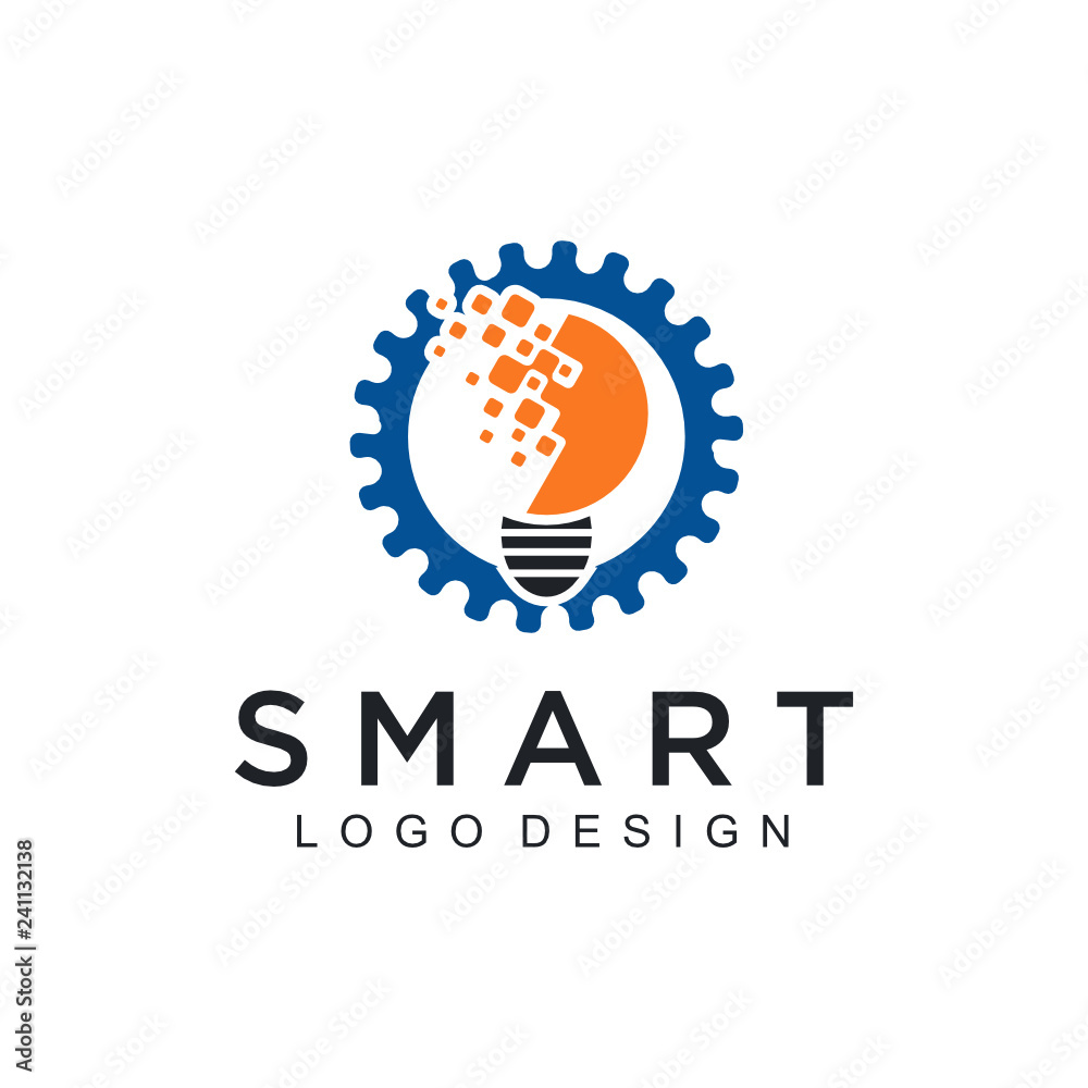Poster smart logo concept vector. lightbulb icon design and business card template - vector