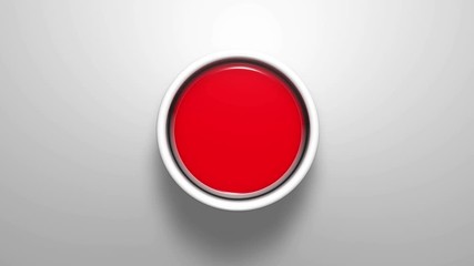 Red button animation push on white background. 4K seamless loop footage.