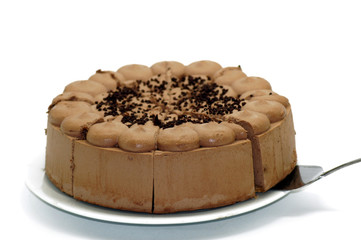 Schokoladen Torte Kuchen auf weißem Hintergrund