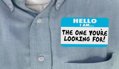 The One Youre Looking For Hello Name Tag Words 3d Illustration