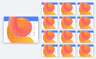 simple calendar 2019 yesr, Stock vector design eps10.