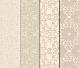 Set Of Decorative Floral Ornament. Seamless Pattern. Vector Illustration. Tribal Ethnic Arabic, Indian, Motif. For Interior Design, Color Wallpaper.