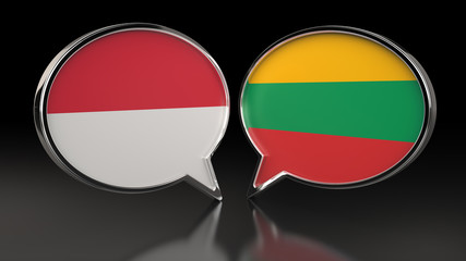 Obraz premium Monaco and Lithuania flags with Speech Bubbles. 3D illustration