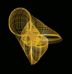 Gold glitter particle swirl circle effect. Vector sparkling light twirl of glowing glittering particles whirl texture.