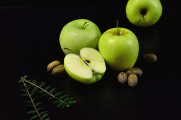fresh tasty green apples