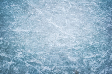 Blue ice in skate scratches - obrazy, fototapety, plakaty