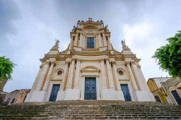 The temple in the style of Barocco in the old town of Modica, Sicily, Italy