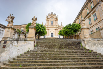 The temple in the style of Barocco in the old town of Modica, Sicily, Italy