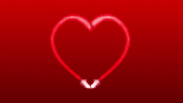 Love heart shaped animation on red background for valentines day, 4K video