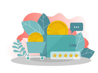 Naklejka premium Online shopping. Landing page template. Modern flat concept for web design