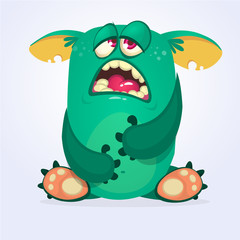 Cranky funny monster illustration