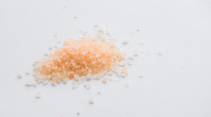 Sea salt crystals tossed on table