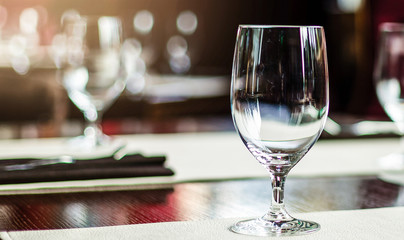 Empty glasses in restaurant Serving in the restaurant on the table