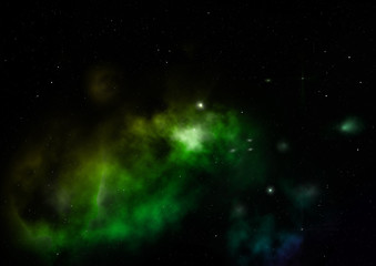 Star field in space and a nebulae. 3D rendering