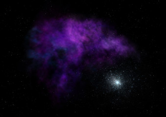 Star field in space and a nebulae. 3D rendering