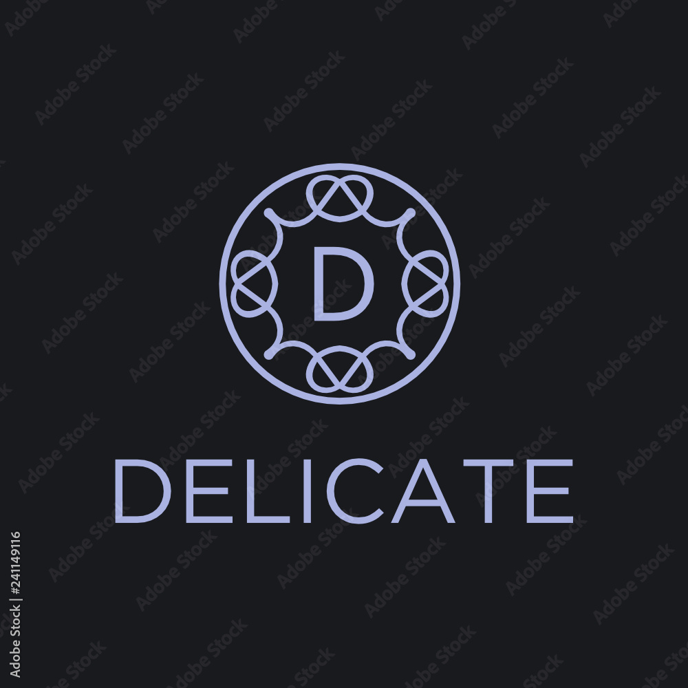 Poster premium linear shield monogram letter d logotype. elegant crest leaf stamp icon vector logo. luxury 