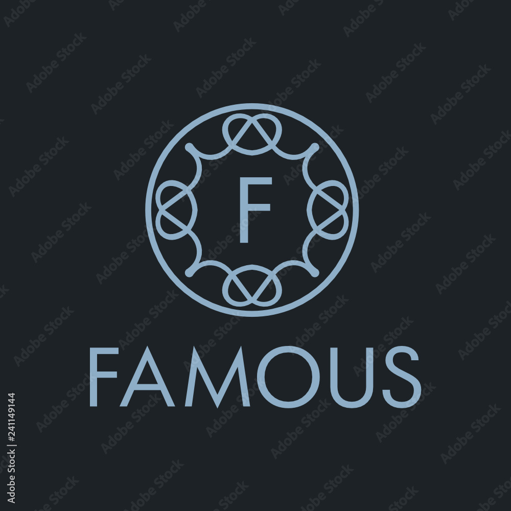 Poster premium linear shield monogram letter f logotype. elegant crest leaf stamp icon vector logo. luxury 
