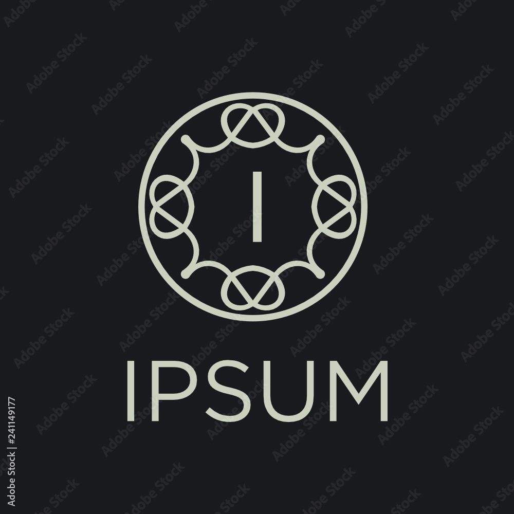 Poster premium linear shield monogram letter i logotype. elegant crest leaf stamp icon vector logo. luxury 