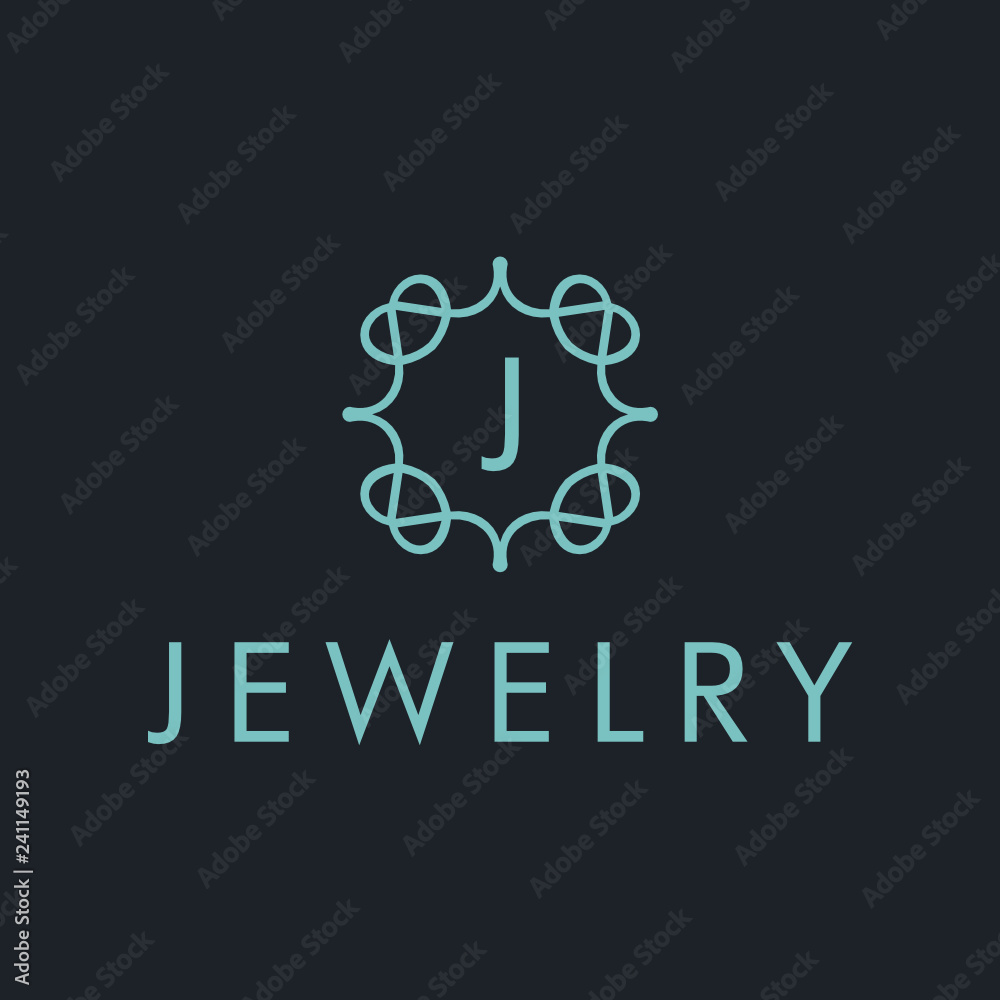 Poster premium linear shield monogram letter j logotype. elegant crest leaf stamp icon vector logo. luxury 