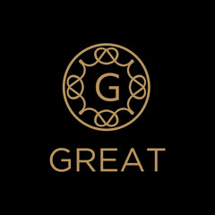 Premium linear shield monogram letter G logotype. Elegant crest leaf stamp icon vector logo. Luxury alphabet frame symbol. - Vector