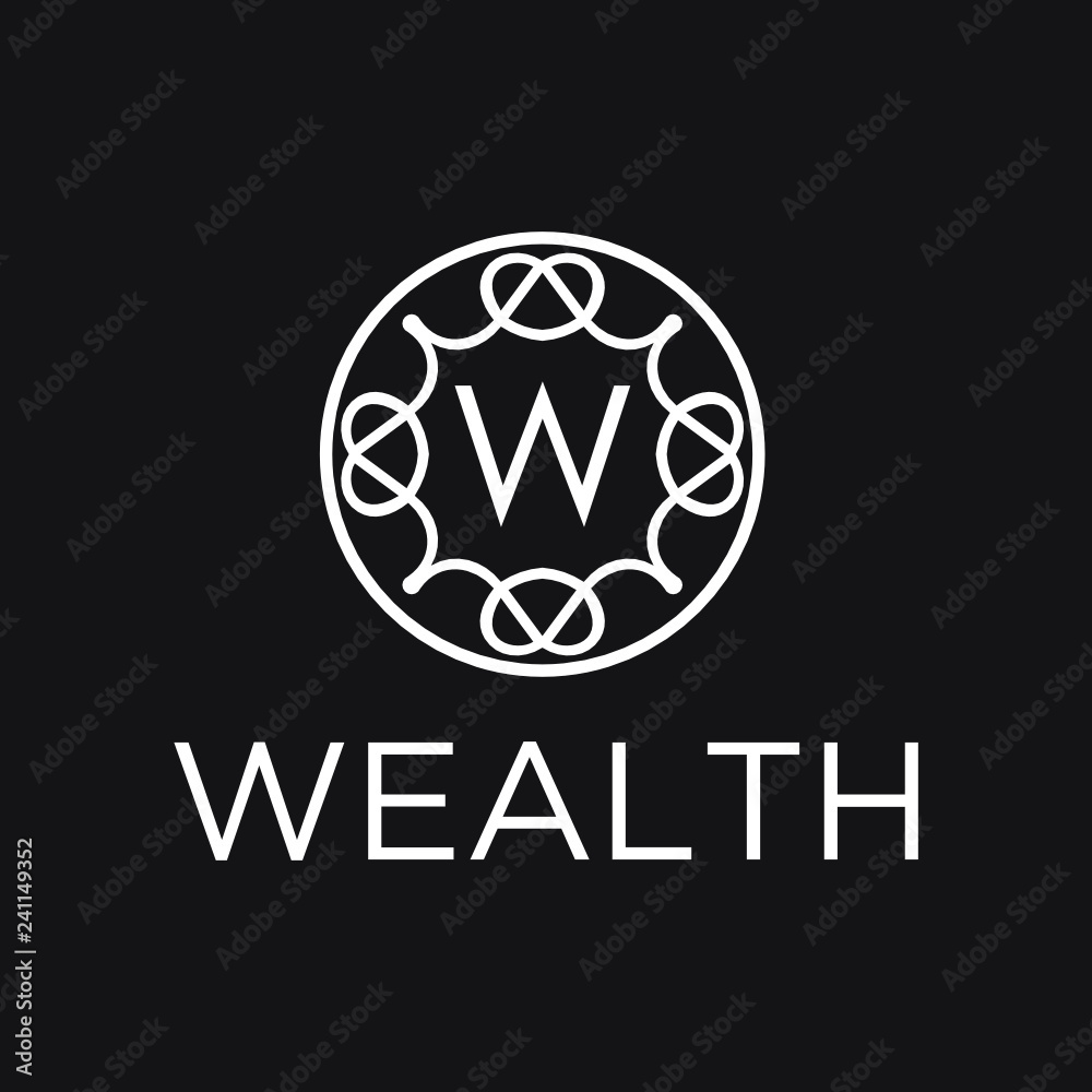 Poster premium linear shield monogram letter w logotype. elegant crest leaf stamp icon vector logo. luxury 