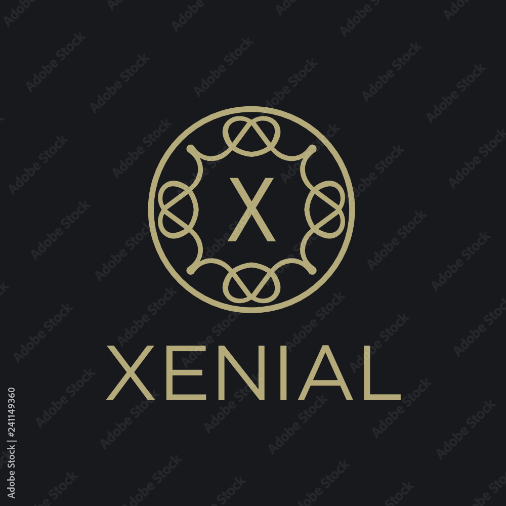 Aufkleber premium linear shield monogram letter x logotype. elegant crest leaf stamp icon vector logo. luxury 