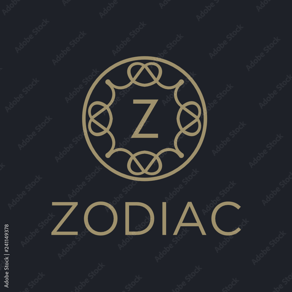 Poster Premium linear shield monogram letter Z logotype. Elegant crest leaf stamp icon vector logo. Luxury alphabet frame symbol. - Vector