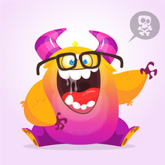 Singing monster cartoon. Halloween monster character design