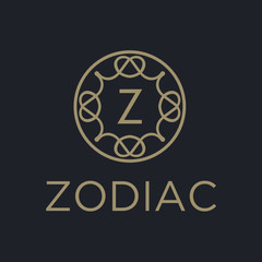 Premium linear shield monogram letter Z logotype. Elegant crest leaf stamp icon vector logo. Luxury alphabet frame symbol. - Vector