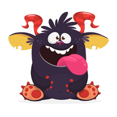 Cute  monster showing tongue. Cartoon illustration. Vector isolated
