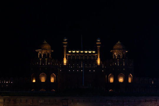 Red fort at night