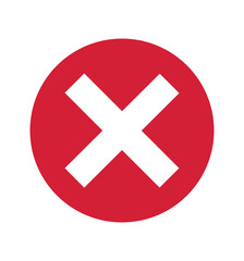 Obraz premium Cross sign red X icon isolated on white background circle symbol vector illustration 