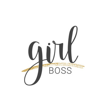 Handwritten lettering of Girl Boss on white background