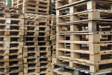 Pile of wooden pallets horizontal 