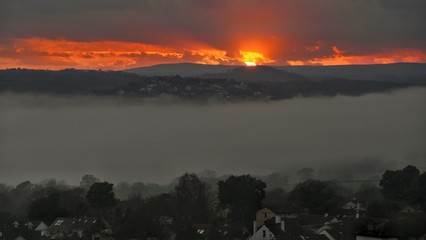 River mist at sunset