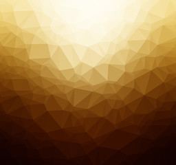 High resolution gold, orange and brown colored polygon mosaic vector background. Abstract 3D triangular low poly style gradient background.