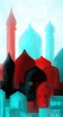 Mosque colored silhouettes