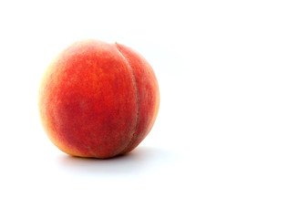 Ripe juicy peach on white background