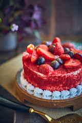 cake with berries
